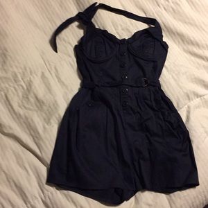 Anthropologie pinup bustier blue romper sailor